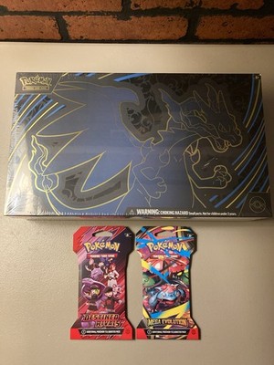 Lot of 3 Pokemon TCG Mega Charizard X EX Ultra Premium Collection + 2 Packs New