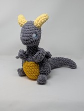 Grey Baby Dragon Handmade Amigurumi Crochet Stuffie