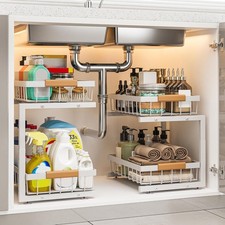 Under Sink Organizer 2 Pack 2 Tier Expandable Height Under-Sink Bathroom Kitchen