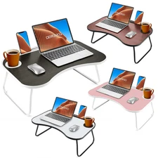 Laptop Tray Lap Desk Stand Foldable Bed Table Notebook Tray Cup Slot Adjustable