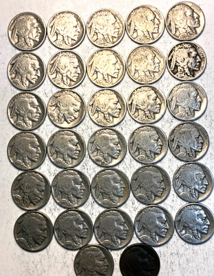 1934 (P)  BUFFALO NICKEL ROLL 32 full date vg/fine