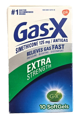 GAS - X Gas Relief Simethicone 125mg Extra Strength SOFTGELS 10ct ^^
