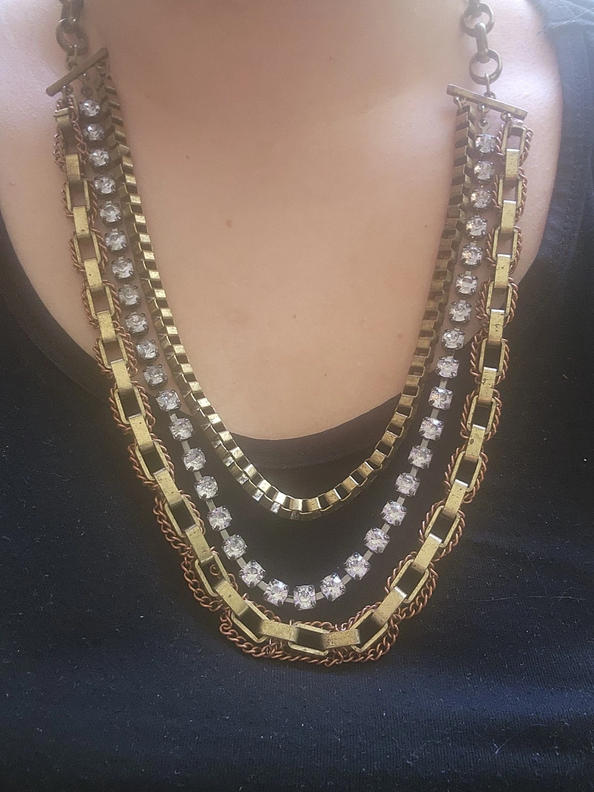 VETEMENTS Collana Ottone Multifilo Catena Metallo Misto Casual Divertente Dichiarazione 24 27" Intorno