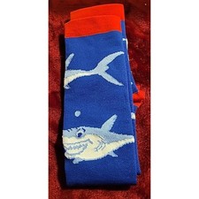 Shark Week Blue and Red Shark Socks - Size 9-11