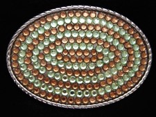 PA07150 REALLY NICE GREEN ORANGE CRYSTALS ART FASHION DESIGN BELT BUCKLE