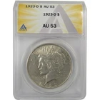 1923 D Peace Dollar AU 53 ANACS Silver $1 Coin SKU:I20443