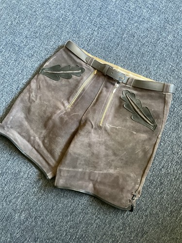Vintage German Lederhosen Suede Leather Shorts Oktoberfest Size 33