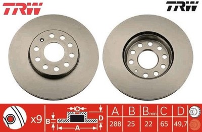 2x Bremsscheibe TRW DF4295 2 Bremsscheiben Vorderachse Vorne