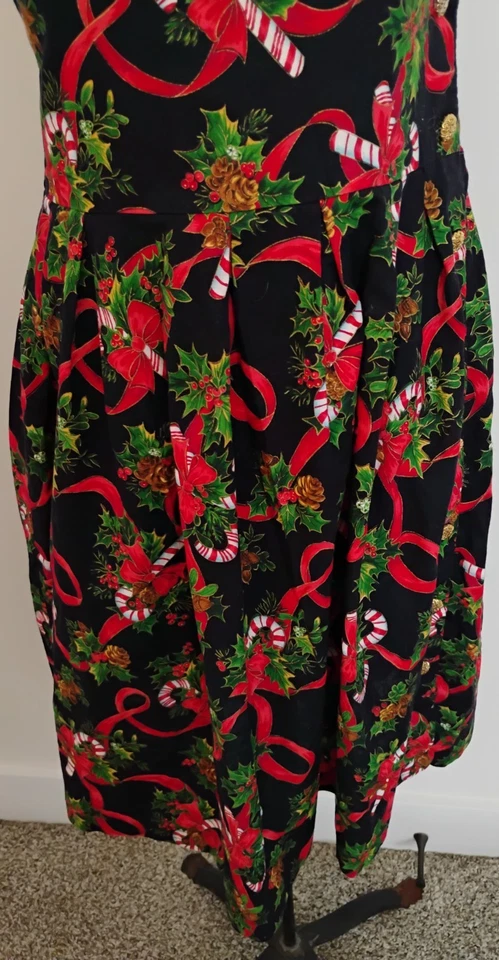 Pam's Kids девочки Рождество Pinafore джемпер платье плиссированные конфеты трости ленты M - Изображение 3 из 4