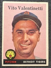 1958 TOPPS VITO VALENTINETTI (DETROIT TIGERS) #463 DAMAGE ON BACK