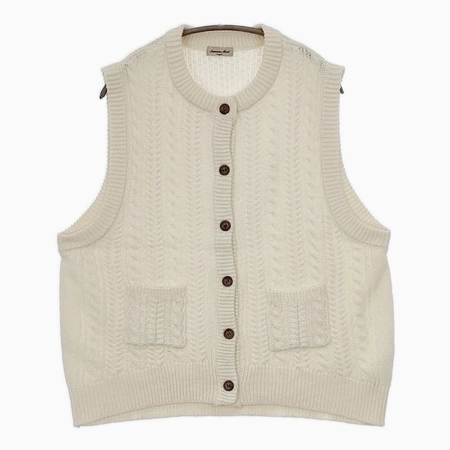 SM2 Samansa Mos2 2600464 Cable knit vest, sleeveless vest off white 5-0818T∞