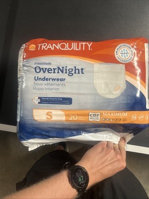 Tranquility Disposable Premium OVERNIGHT Maximum Underwear Small 20 Count