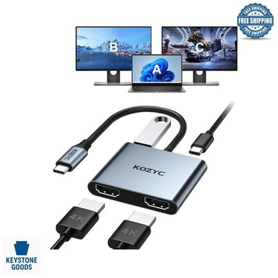 4K USB-C to Dual HDMI Adapter with 100W Power Delivery for MacBook & More