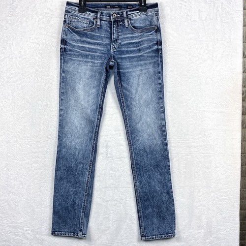 BKE Mason Jeans Mens 30X34 Whiskered Faded Distressed Denim Thick Stitch Western - Picture 2 of 11