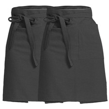 Linen Server Cotton Bistro Half Apron Large Pockets Waist Kitchen Waitress BBQ