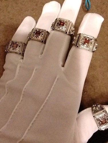 Knights Templar (Sz 8) Masonic Ring Silver Red Ruby Stone Handmade Kings Cross - Picture 5 of 8