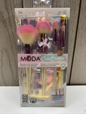 Moda Brush Set NIB 5 Piece Set Ice Cream Strawberry Vanilla
