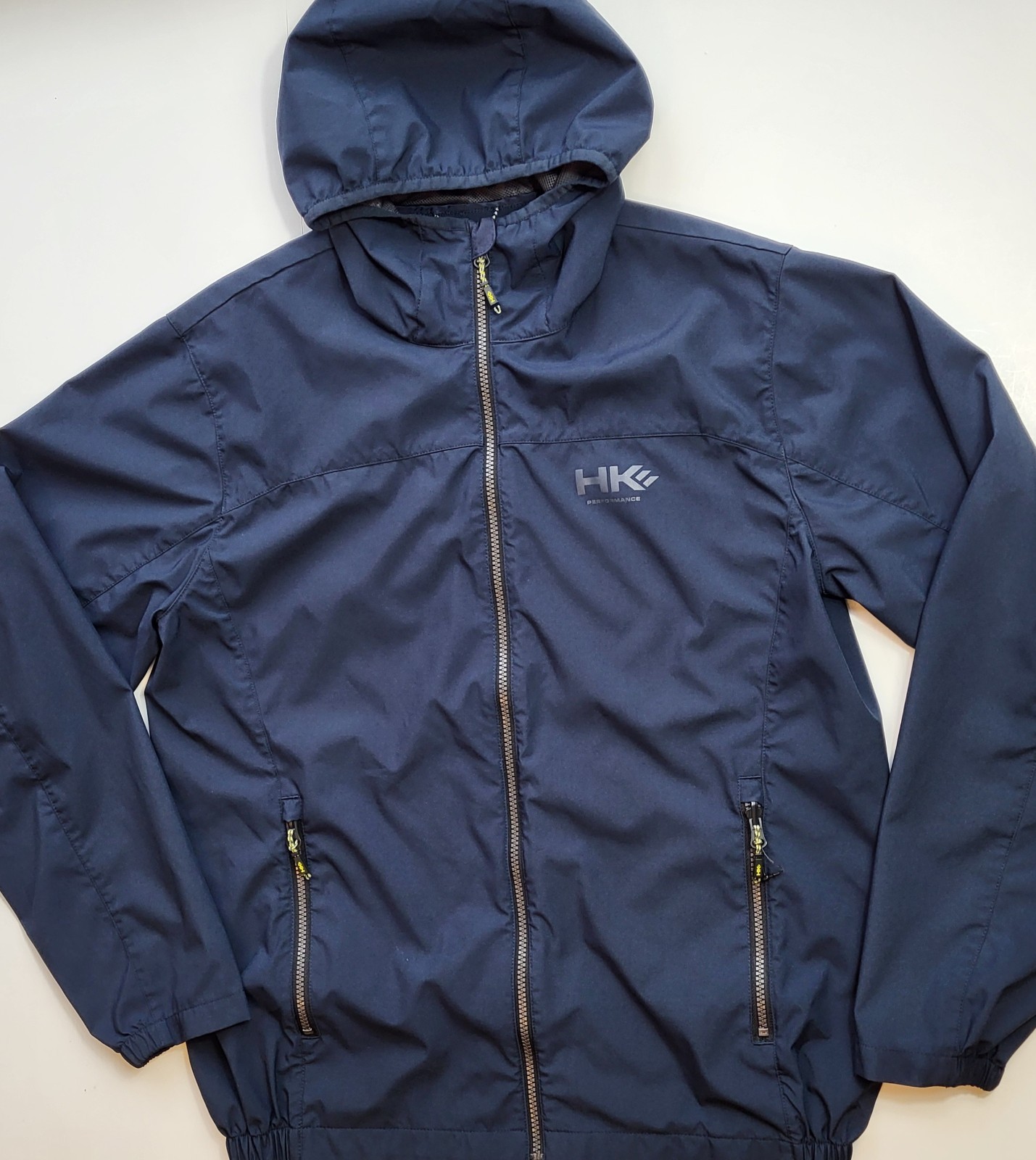 Hawke & Co Sport Hooded Rain Jacket Mens Med. Blue Packable Windbreaker Outdoors