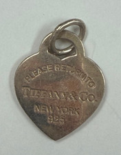 Tiffany  Co. Sterling Silver PR TT Heart Tag Pendant/Charm  115DuW 