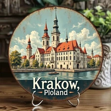 Vintage Krakow Poland Wawel Castle Cityscape Metal Art