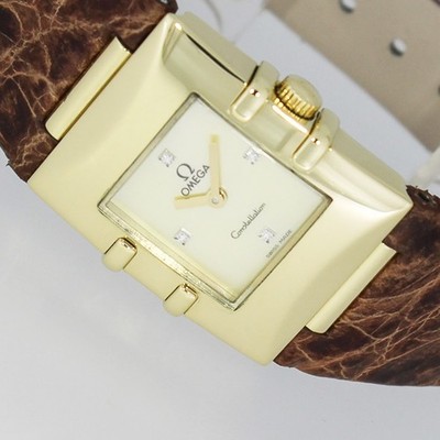 OMEGA CONSTELLATION QUADRA UHR PAPIERE Ref. 1631 PERLMUTT DIAMANTEN GOLD 18K