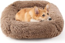 Soft Pet Cat Bed Pad Plush Warm Faux Fur dog Calm Bed Donut Round Bed