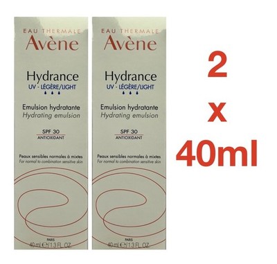 Avène Hydrance UV Hydrating Emulsion Cream 2 x 40ml SPF30 Anti-Oxidant 10/2027