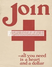 Vintage American Red Cross World War Poster Photographic Print 8.5x11"