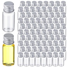 200 Pcs 10ml Mini Plastic Bottles Vials Tiny Jar with Aluminum Screw Lid Cap ...