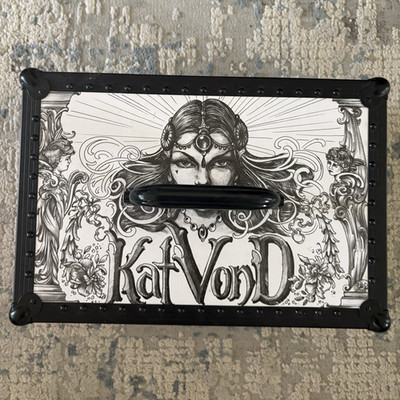 Kat Von D Makeup Case Black & White, Red Interior, Mirror, Handle