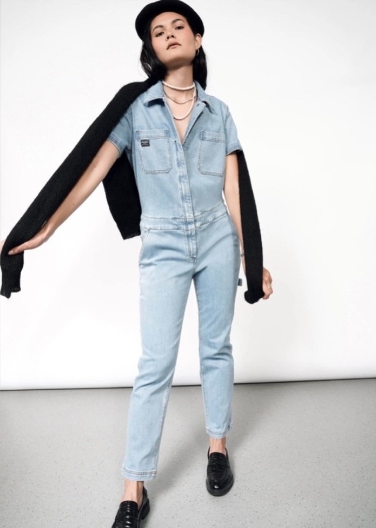 &bull; WILDFANG The Essential Coverall Denim Blue Short Sleeve 