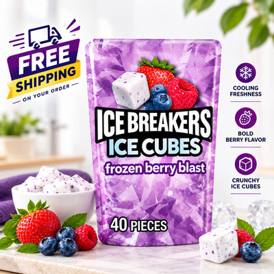 ICE BREAKERS Ice Cubes Frozen Berry Blast - Chewing Gum 40 Pieces ( Pack of 1)