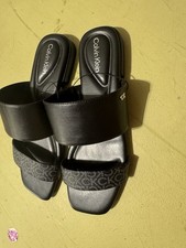CALVIN KLEIN Black Logo Slide Slip-On Straps Sandals Women's Size 8M