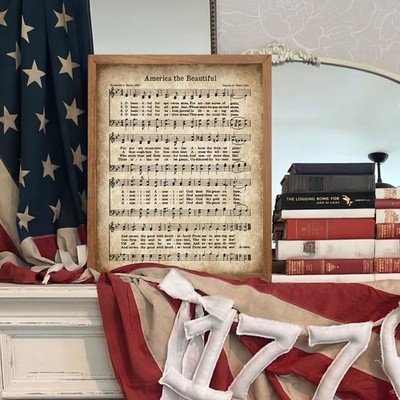 Glenmal 4th of July Wall Art America the Beautiful 14''L x 11''W, vintage color
