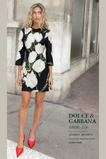 Dolce & Gabbana FW2016 Floral White Tulips Print Black Cady Mini Dress IT36