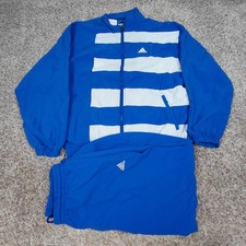 Vintage Adidas Track Suit Men Large Blue Windbreaker Lined Full Zip Jacket Pants