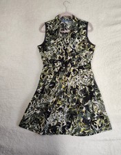 Simply Vera Vera Wang Women Dress Medium Black Print Poly Sleeveless Fit Flare