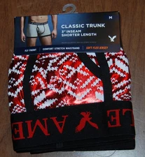 American Eagle 3" inseam Classic Trunk  Mens Underwear Medium Red/White snowflak