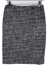Talbots Petites Sz 2 Tweed Skirt Lined Black Multi-color Metallic Threading NEW