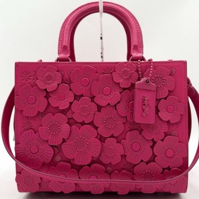 COACH Rogue 25 Tea Rose 3D Floral Leather Bag Pink w/Straps | eBay