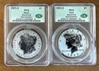2023-S $1 Reverse Proof Silver Morgan & Peace Dollar CAC PR70 Advanced Delivery