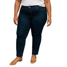 Signature By Levi Strauss Plus Size 22 Jeans Mid Rise Slim For Women Dark Wash.