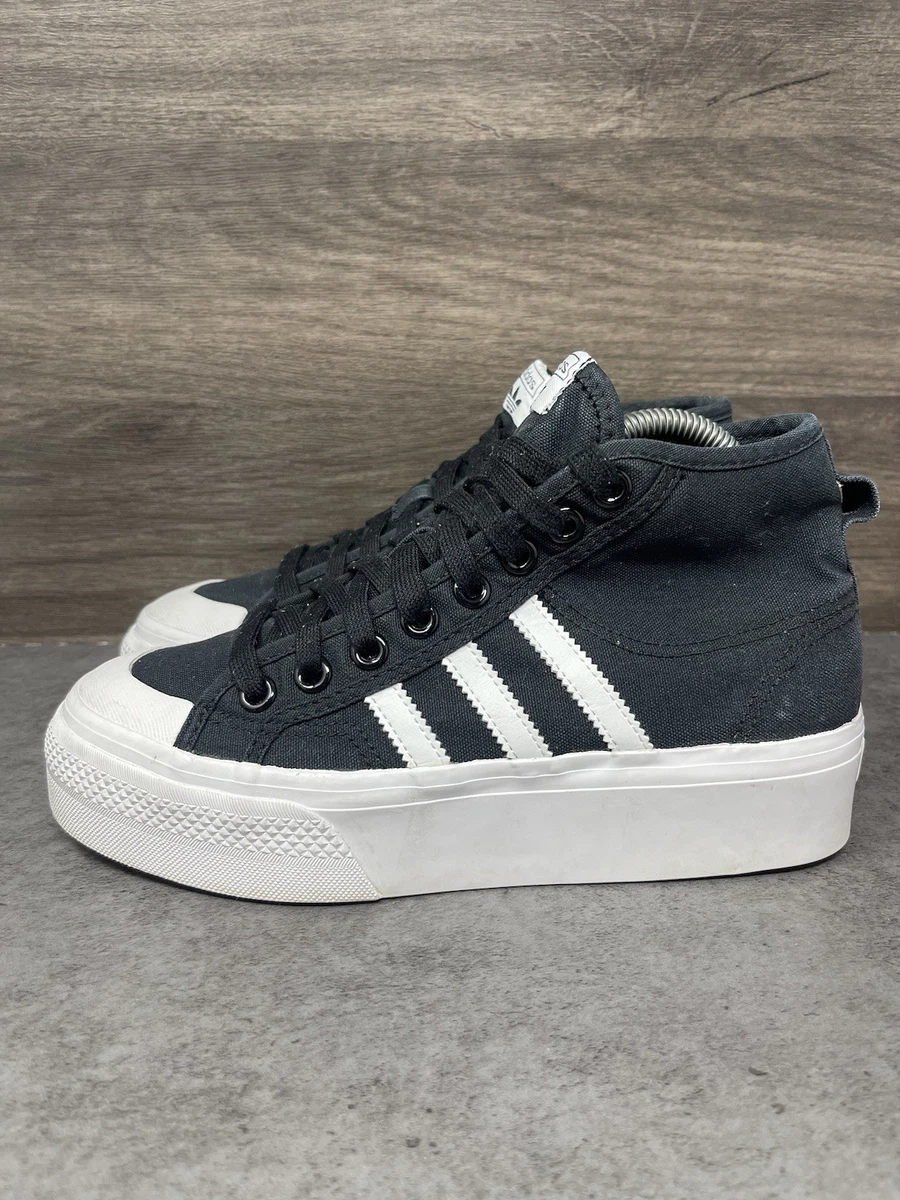 adidas Nizza Platform Mid Core Black White W for sale | eBay