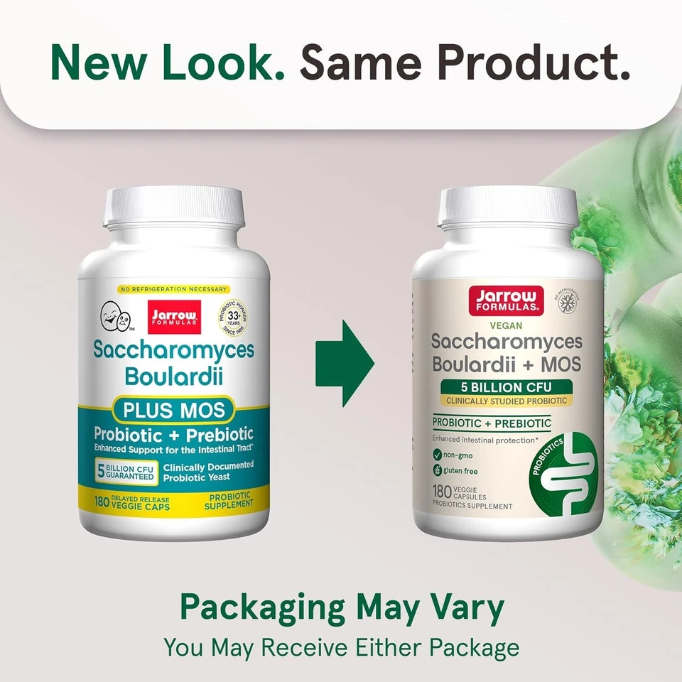 Jarrow Formulas Saccharomyces Boulardii + MOS, 5 mil millones de UFC, 180 cápsulas veganas Foto 4 de 4