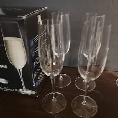 Luigi Bormioli ITALY ~ CRESCENDO Crystal Champagne Set of 4 Stem Glasses