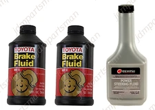 GENUINE (2x) DOT 3 Brake Fluid + Idemitsu Power Steering Fluid for Toyota Lexus