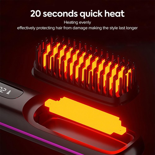 Portable Cordless Hair Straightener Brush LED Display Mini Negative Ion Hot Comb - Picture 6 of 15
