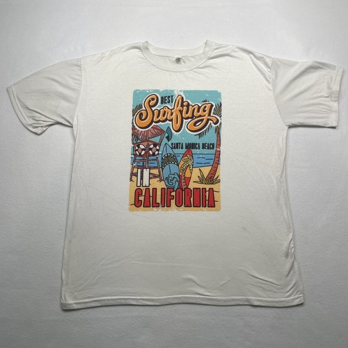 Santa Monica Beach Surfing Tee Men's -Image by Shutterstock Sz XL - Picture 1 of 5