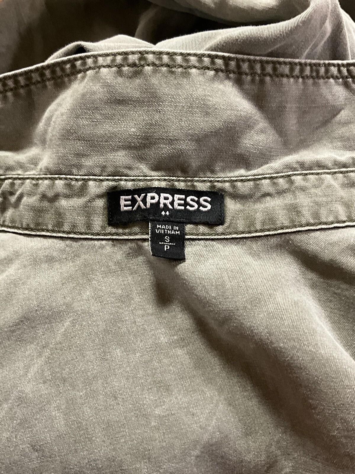 Express Gray Cold Shoulder Button Down Tencel Shi… - image 4