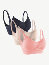 Size Medium 3 pack of Maternity / Nursing Bras - Tan, Pink, Black